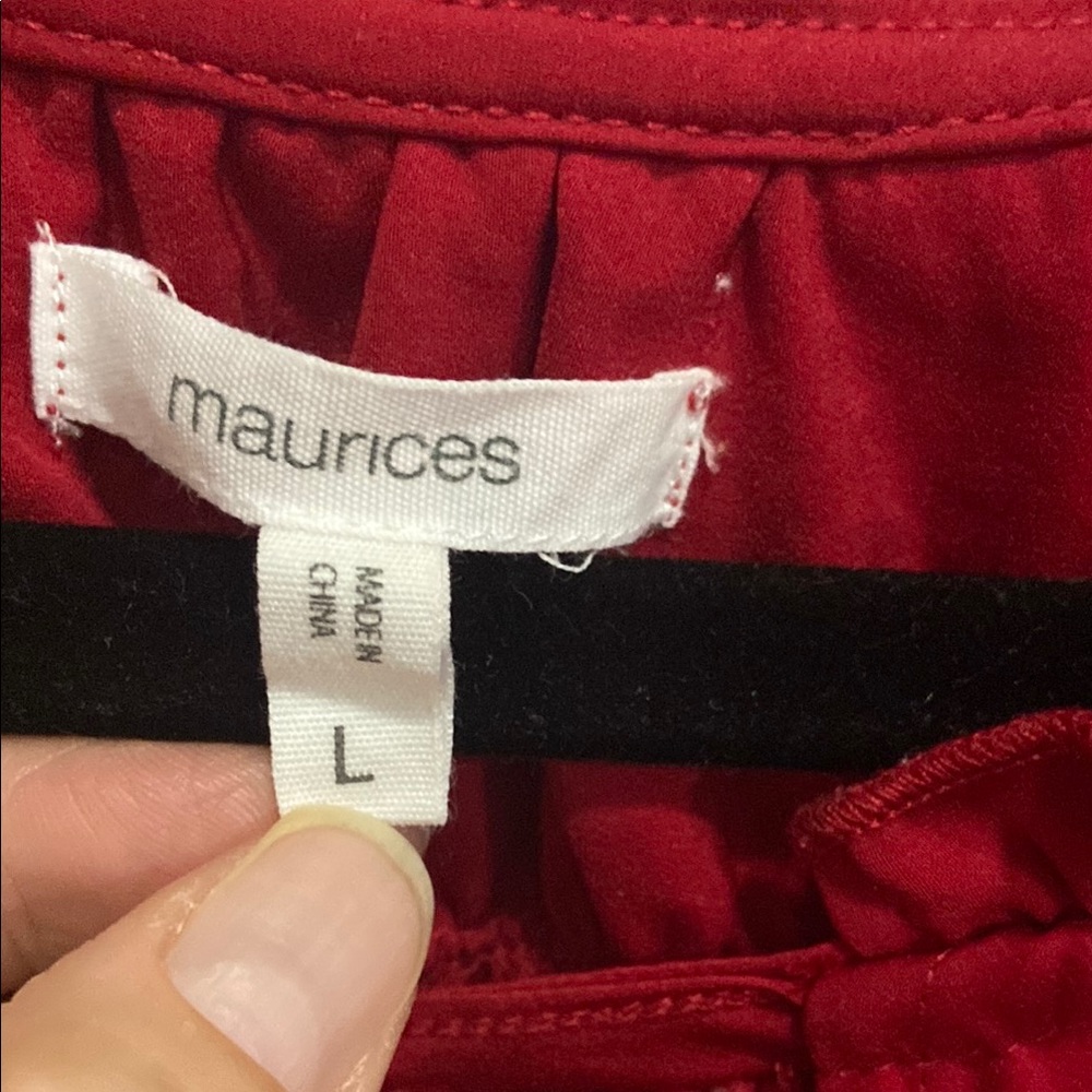 Maurices Red Ruffled Smocked Blouse - Picture 2 of 3